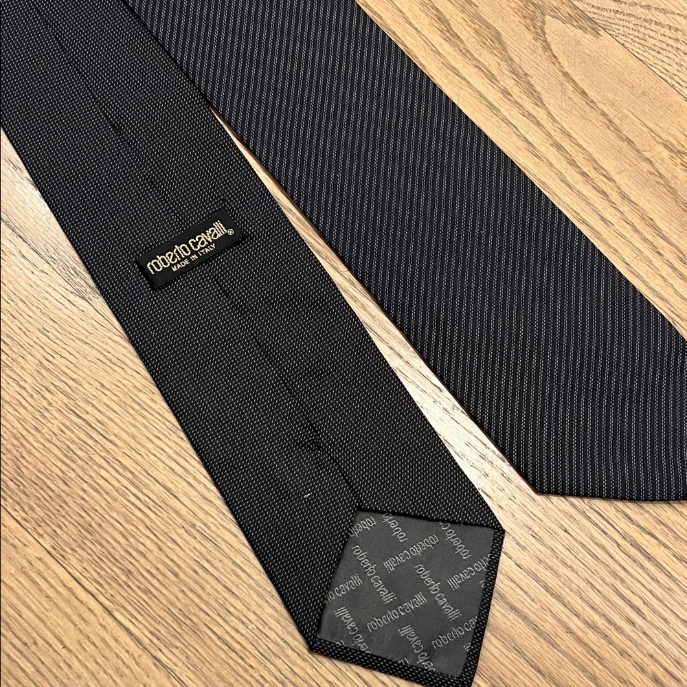 Roberto Cavalli Black Textured Tie